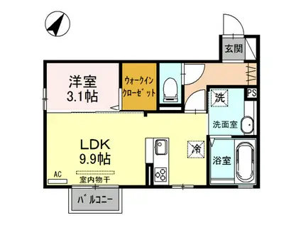 マリオンIV(1LDK/2階)の間取り写真