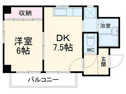 大野木ビラ(1DK/2階)の間取り写真