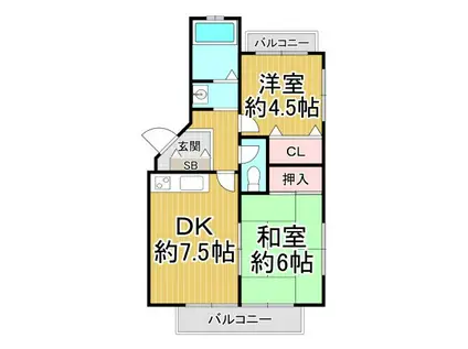昭南館Ⅰ(2DK/3階)の間取り写真