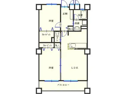 ラフィーネ掛川CIII(2LDK/1階)の間取り写真