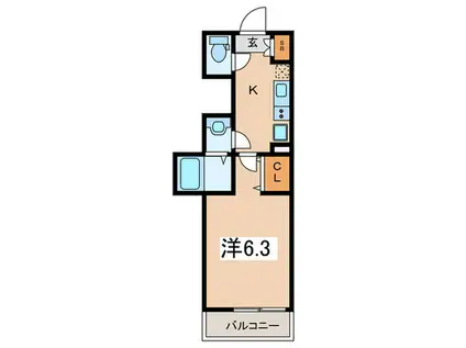 MELDIA高座渋谷IV(1K/2階)の間取り写真