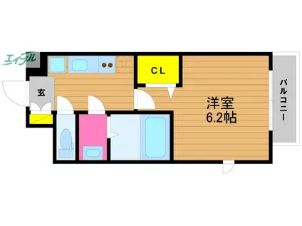 プレサンス岡山駅前(1K/8階)の間取り写真