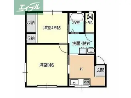 岡崎ビル(2K/2階)の間取り写真