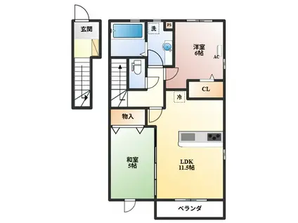 リバーサイド響(2LDK/2階)の間取り写真