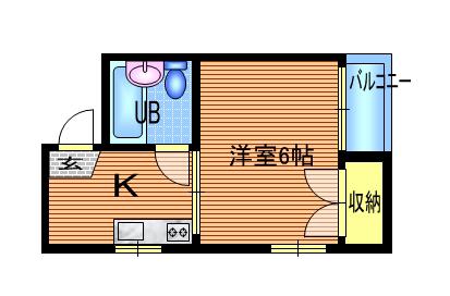 三松コーポ(1K/3階)の間取り写真