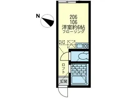 ユナイト横須賀中央グラナダの杜(1K/2階)の間取り写真