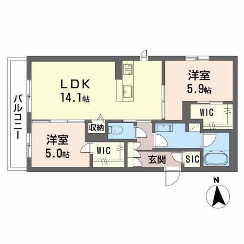SHA MAISON さかえ(2LDK/2階)の間取り写真