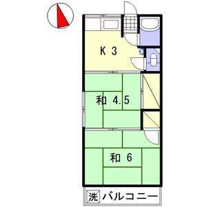 堀留ハイツ(2K/2階)の間取り写真
