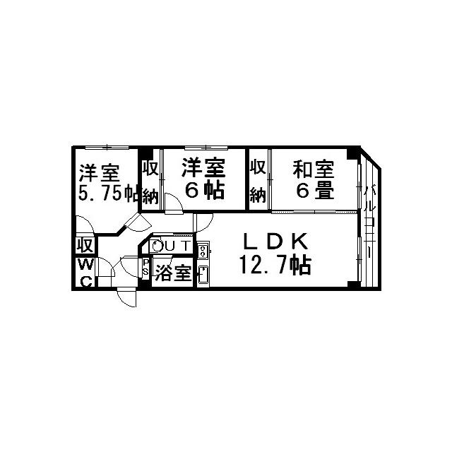 エリス若竹(3LDK/4階)の間取り写真