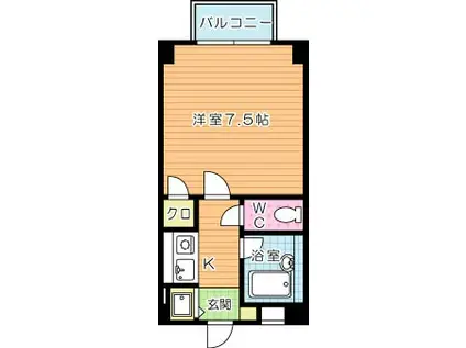 コンドミニアム北九大前(1K/5階)の間取り写真