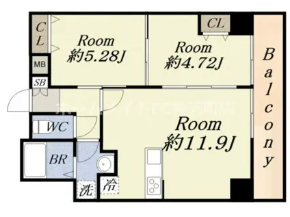 レジデンス朝潮橋(2LDK/2階)の間取り写真