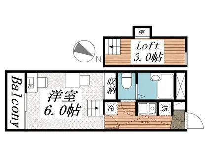 河原子レジデンス(1K/2階)の間取り写真