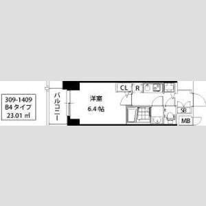 S-RESIDENCE江坂(1K/10階)の間取り写真