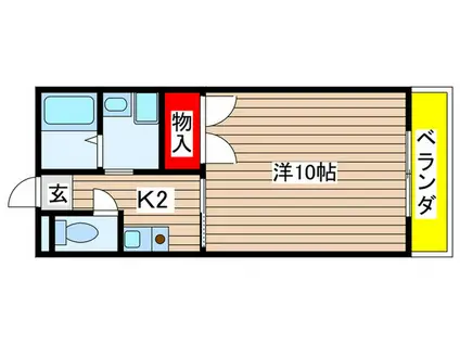 アスページュ(1K/2階)の間取り写真
