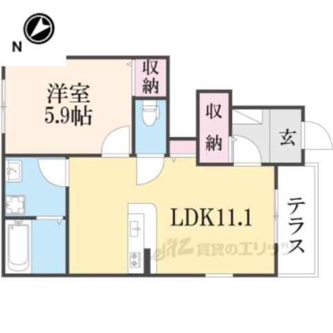 CASA美輪Ⅰ(1LDK/1階)の間取り写真