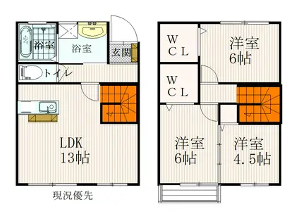 サンスカイ(3LDK/2階)の間取り写真