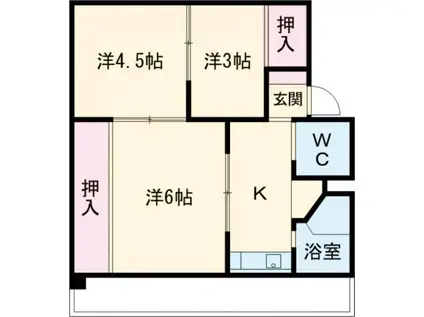 ヴィラナリー木太II1号棟(3K/4階)の間取り写真
