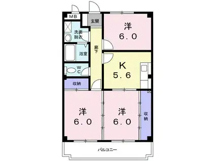 ハイツナナ(3K/3階)の間取り写真