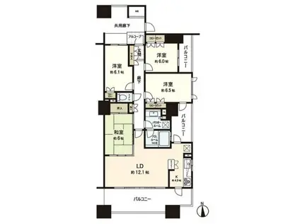 シティハウス仙台榴岡ツインタワーズ スカイウィング(4LDK/18階)の間取り写真