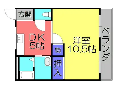 ヌーベルハウス(1DK/2階)の間取り写真