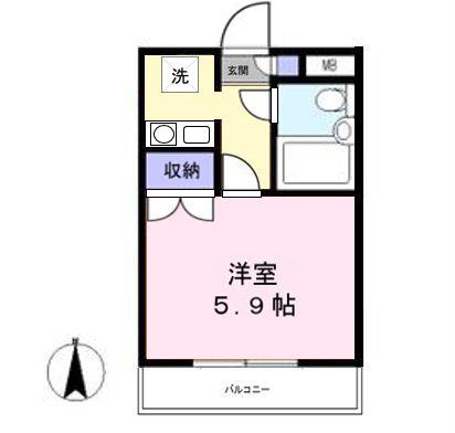 マインズ大和(1K/2階)の間取り写真