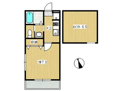プランドールK2(1K/2階)の間取り写真