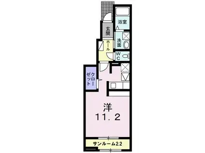 メイプル ジェルメA(ワンルーム/1階)の間取り写真