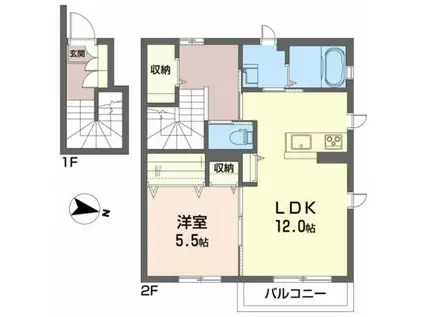 ラディア(1LDK/2階)の間取り写真