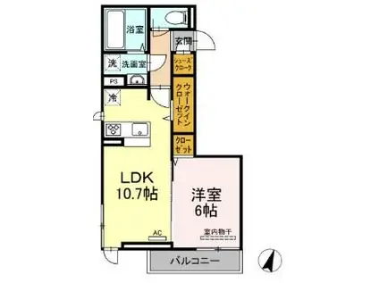 アサヒパレス久保田 A棟(1LDK/2階)の間取り写真