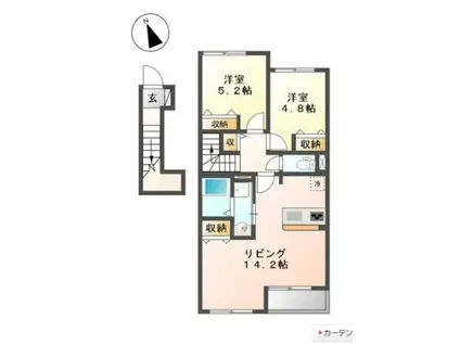 グローリア(2LDK/2階)の間取り写真