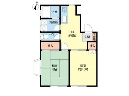 サンハイツあすみが丘A棟(2DK/1階)の間取り写真