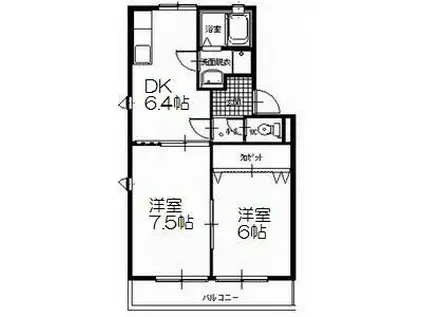 メゾン三ツ谷 B(2DK/2階)の間取り写真