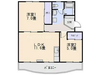 メゾン松下C(2LDK/3階)の間取り写真