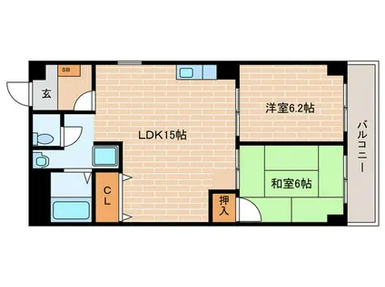 シャンボール樋之池(2LDK/1階)の間取り写真