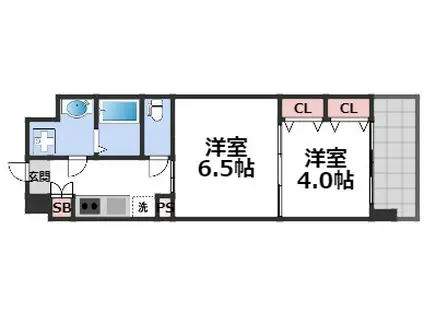 プランドール天王寺サウス(2K/5階)の間取り写真