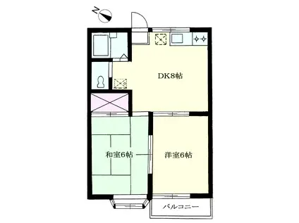 内田ハイツ・II(2DK/1階)の間取り写真