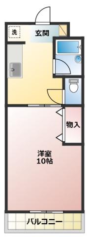 クラウディア(1DK/3階)の間取り写真