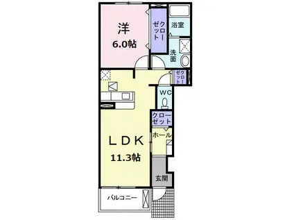 プリムローズK・I(1LDK/1階)の間取り写真