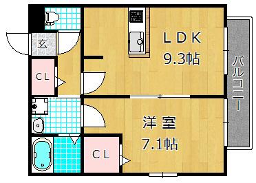CASAFELIZ(1LDK/1階)の間取り写真