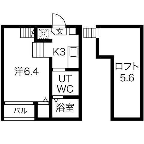 シェモア中島町(1K/2階)の間取り写真