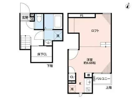 CB鳥栖ヴィレッタ(1K/1階)の間取り写真