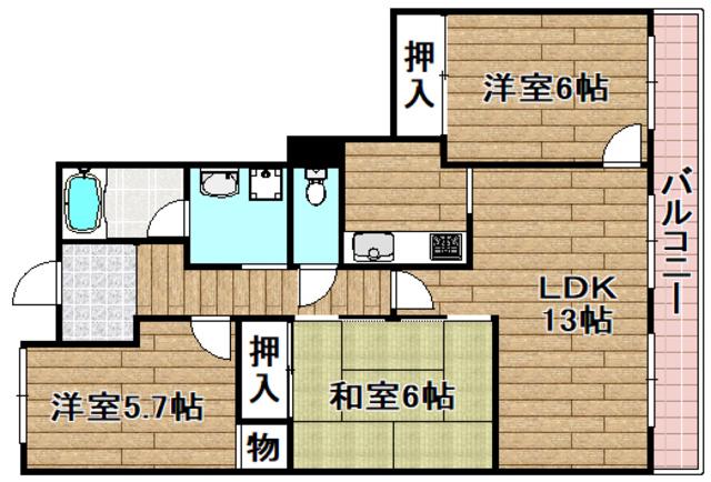 ウエストハイツトニワン(3LDK/1階)の間取り写真