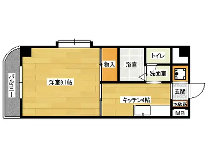 グランヴェルジェ中須II(1K/5階)の間取り写真