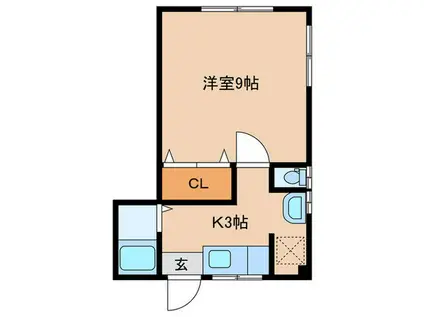福永ビル(1K/3階)の間取り写真
