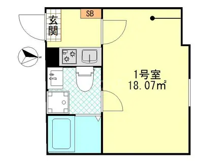 パーチェ堀切(1K/2階)の間取り写真