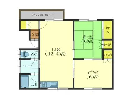 本通4丁目10番1棟2戸(2LDK/2階)の間取り写真