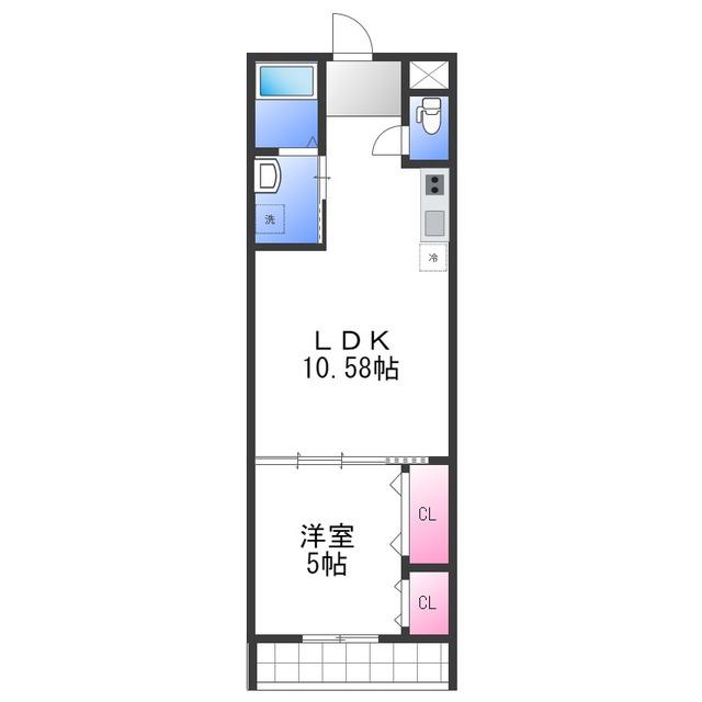 フジパレス高松西(1LDK/2階)の間取り写真