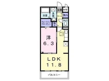 メゾンルミネ若松(1LDK/1階)の間取り写真