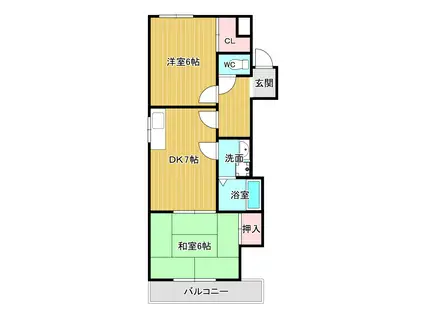 フォルテカーサ氷室(2DK/2階)の間取り写真