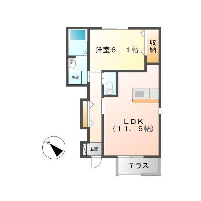 フランシーズ(1LDK/1階)の間取り写真